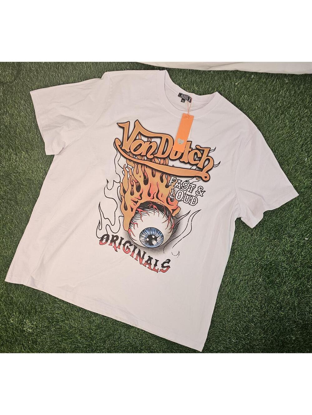 NWT Von Dutch Men's Originals Standard Tee Size XXL White Flame